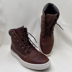 Timberland Women's High Top Lace Up Distressed Leather Boots Brown - Size 9